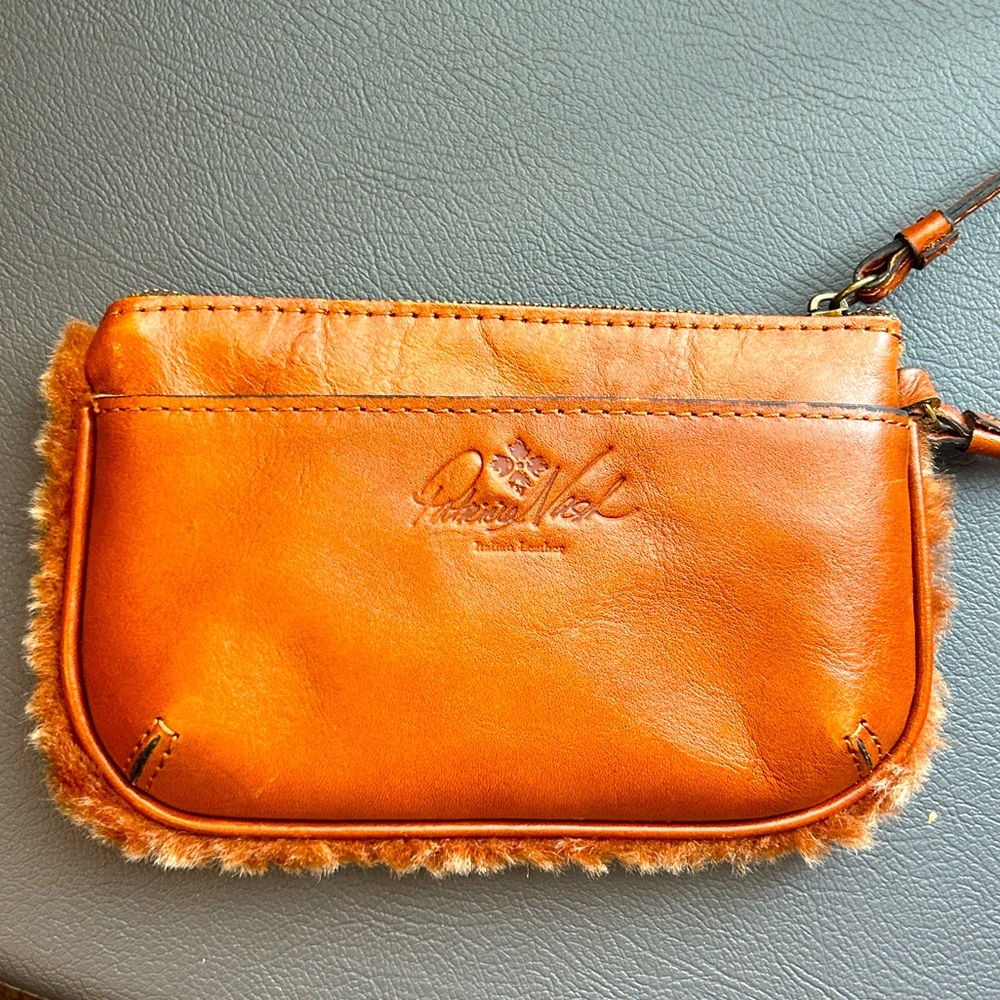 Patricia Nash Piedmont Laser Cut Leather and Sherpa Wristlet